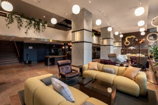 Lobby and reception at Scandic Helsinki Hub