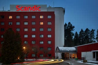 Facade evening Scandic Gavle Vast in Sweden