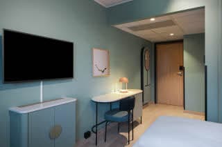 Desk of Standard twin room of Scandic Helsfyr in Norway