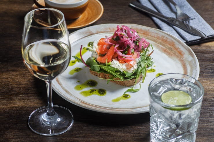 Bryggman&acute;sin smörrebröd salmon sandwich