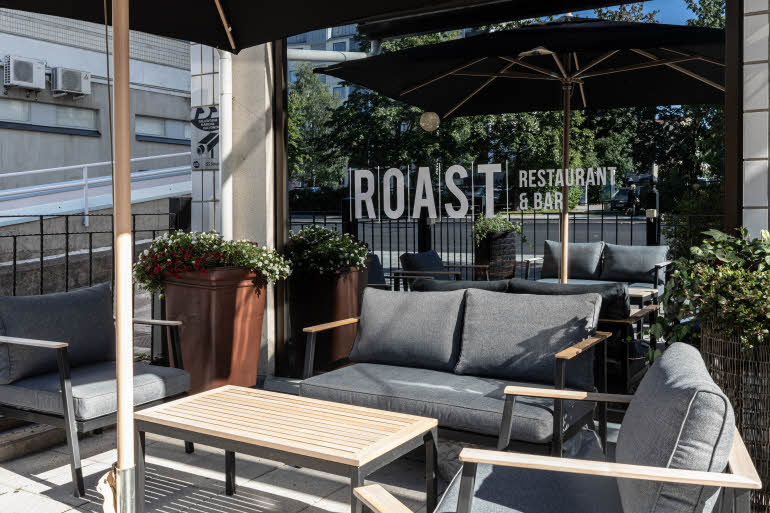 Terrace of roast restaurant at Jyvaskyla Station hotel