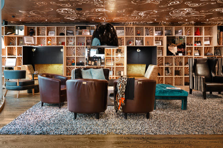 library in lobby scandic paasi hotel hakaniemi helsinki finland