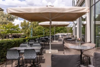 outdoor sitting area at scandic linkoping city in sweden