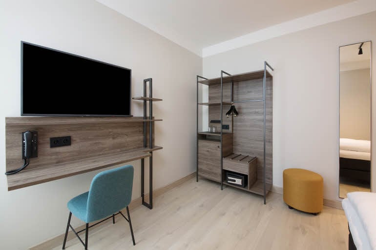Desk and shelf in Accessibility Room