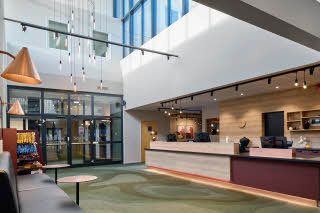 reception and lobby at scandic lugnet in falun