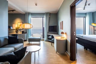 living room in master suite at cph strandpark in copenhagen