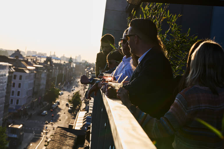 People on a rooftop terrace Scandic Norreport