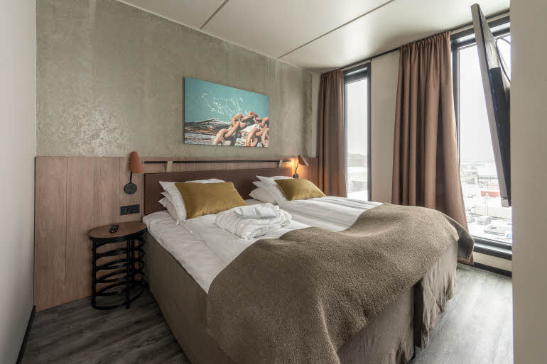 double bed in master suite at scandic sortland