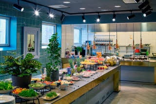 breakfast area at scandic rubinen in gothenburg sweden