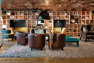 library in lobby scandic paasi hotel hakaniemi helsinki finland