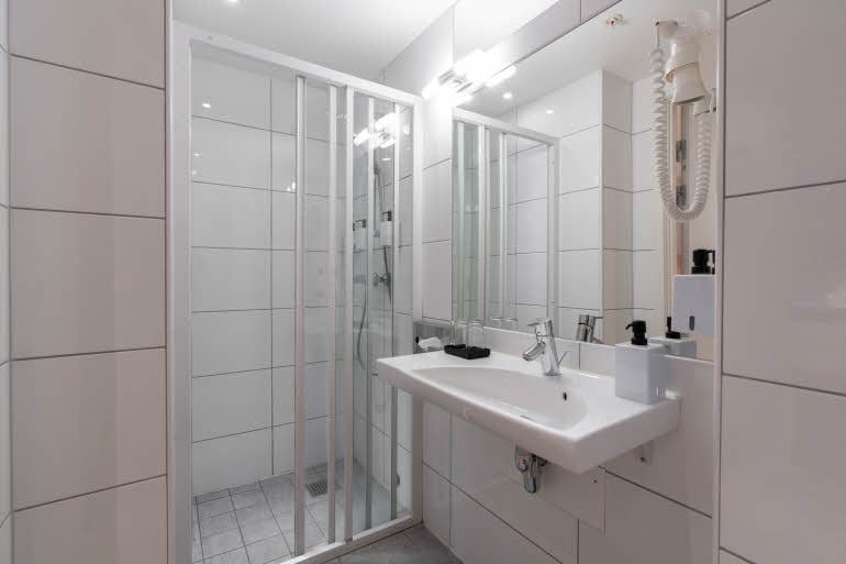 bathroom in family room at scandic byparken
