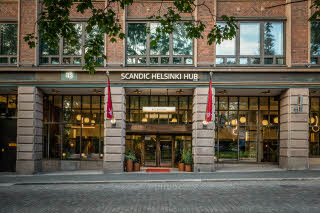 Facade at hotel Scandic Helsinki Hub
