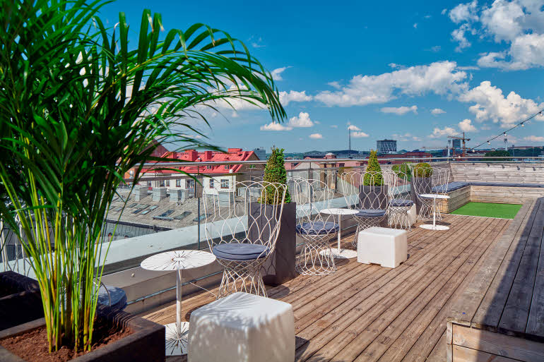 terrace at scandic rubinen in gothenburg sweden