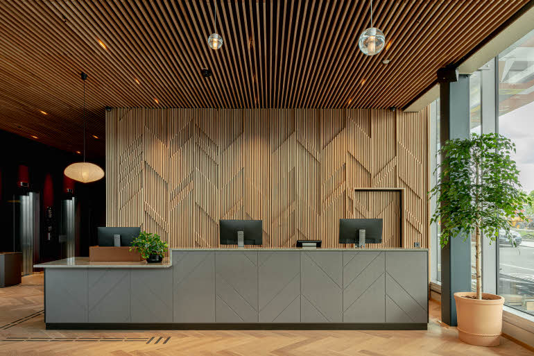 Lobby reception at Scandic Landvetter in Gothenburg