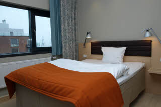 bed in single room at Scandic Olympic in Esbjerg