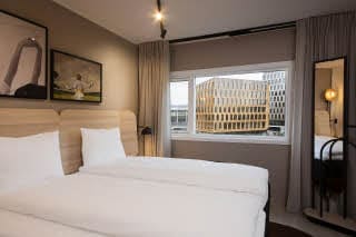 Bed of Standard twin room of Scandic Helsfyr in Norway