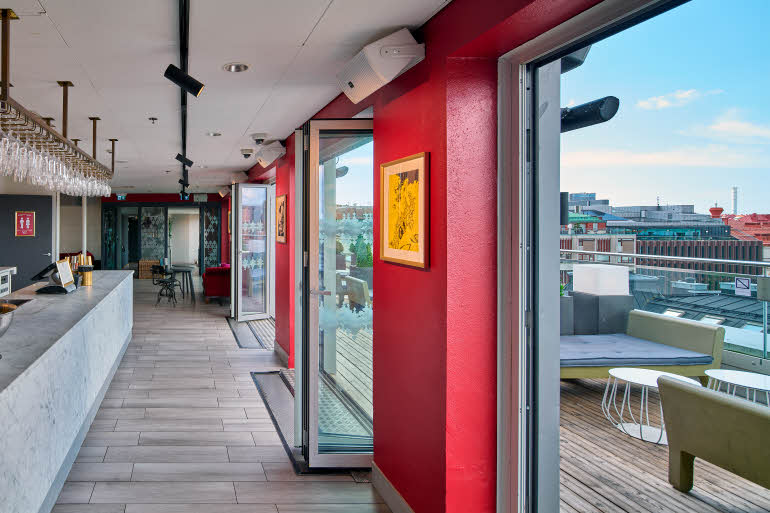 terrace bar at scandic rubinen in gothenburg sweden