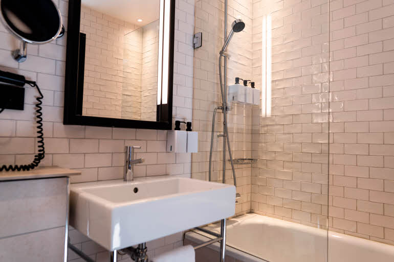 bathroom in room superior family at scandic grand central in stockholm