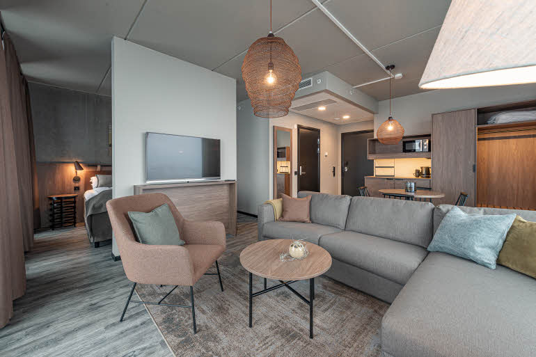 living room in master suite at scandic sortland